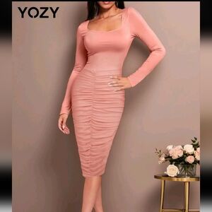 Women's Pink Ruched Dress